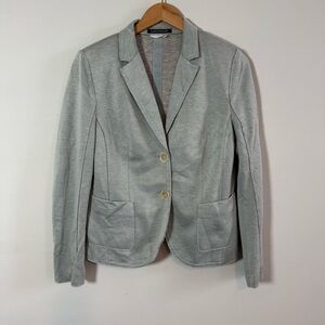 Luisa Cerano Gorgeous Blue/Gray 2 Button Blazer, Exposed Stitching, Size 10